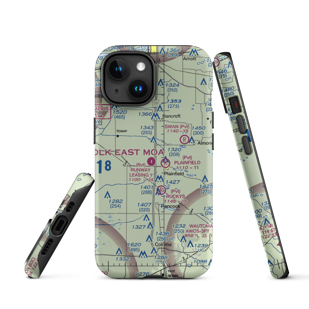 Runway Leasing Inc Nr 1 Airport (8WI2) VFR Sectional  Tough iPhone Case iPhone 15 model shown