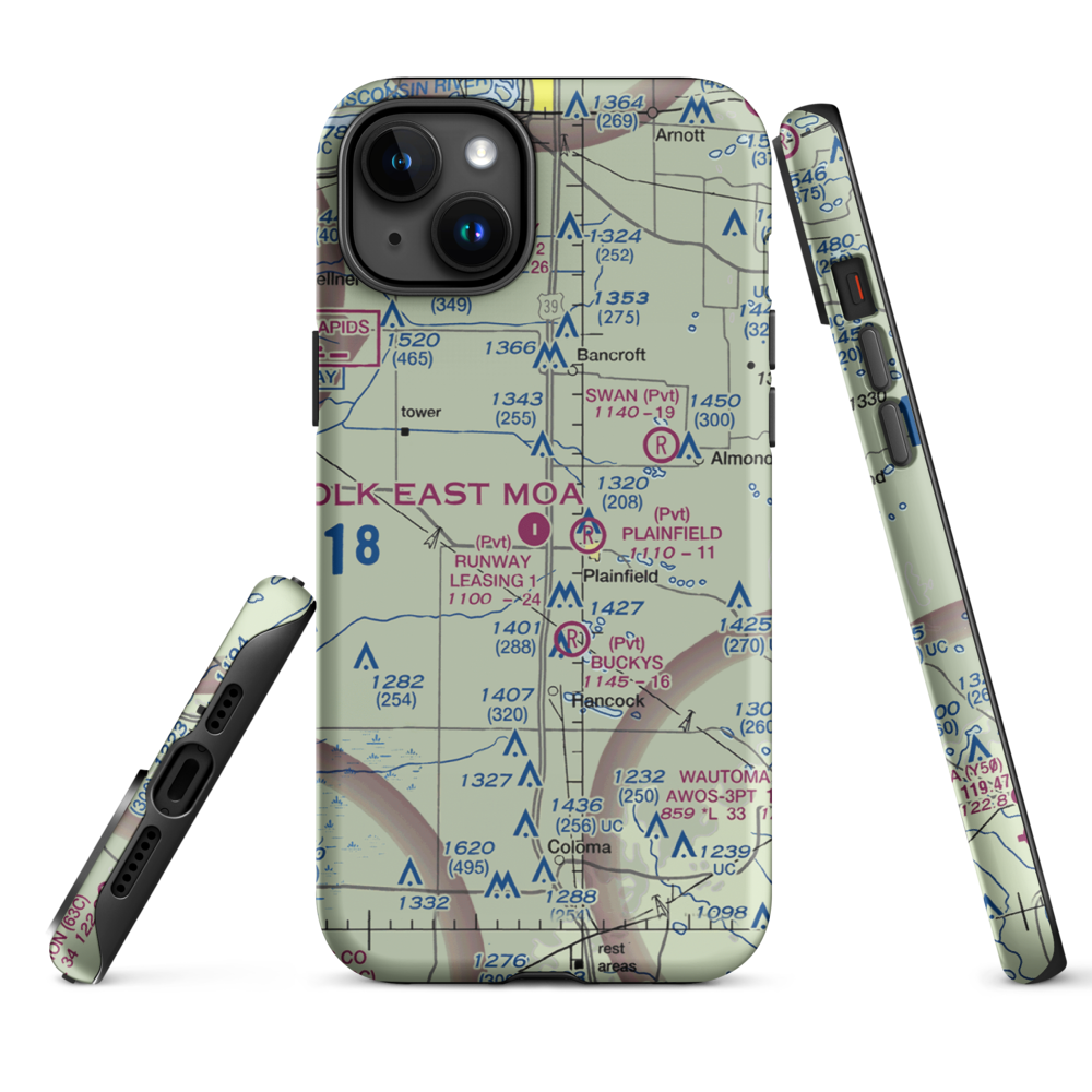 Runway Leasing Inc Nr 1 Airport (8WI2) VFR Sectional  Tough iPhone Case iPhone 15 Plus model shown