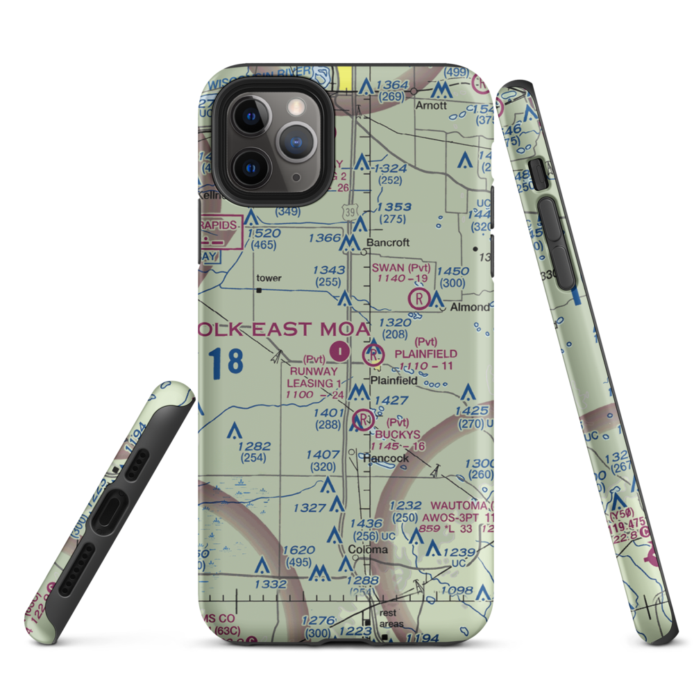 Runway Leasing Inc Nr 1 Airport (8WI2) VFR Sectional  Tough iPhone Case iPhone 11 Pro Max model shown