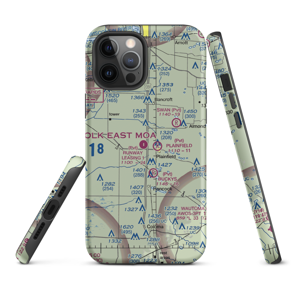 Runway Leasing Inc Nr 1 Airport (8WI2) VFR Sectional  Tough iPhone Case iPhone 12 Pro Max model shown