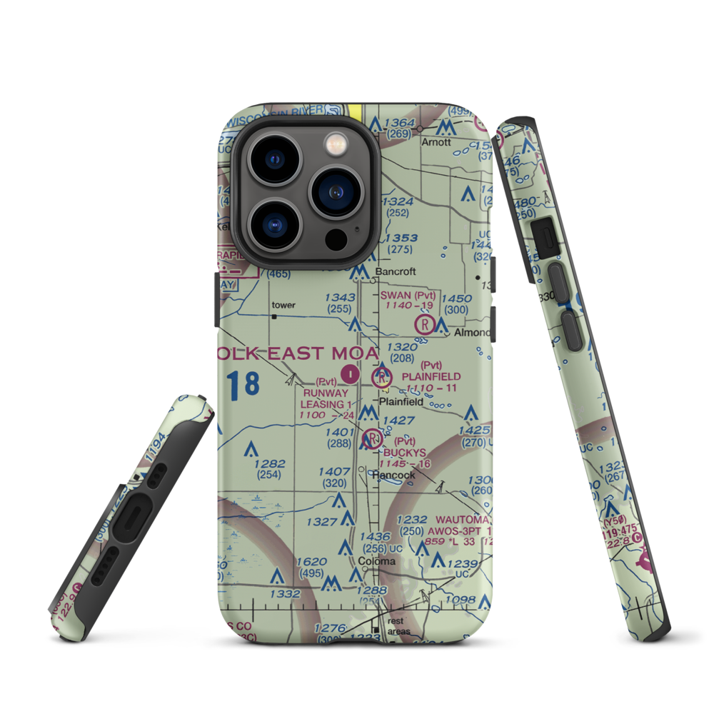 Runway Leasing Inc Nr 1 Airport (8WI2) VFR Sectional  Tough iPhone Case iPhone 13 Pro model shown