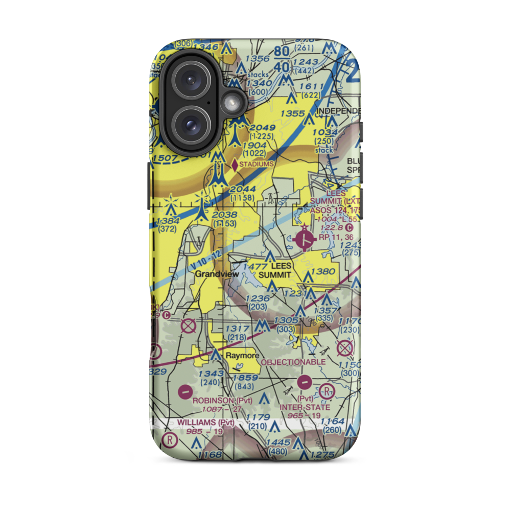 Runway Ranch Airport (2MO9) VFR Sectional  Tough iPhone Case iPhone 16 Plus model shown