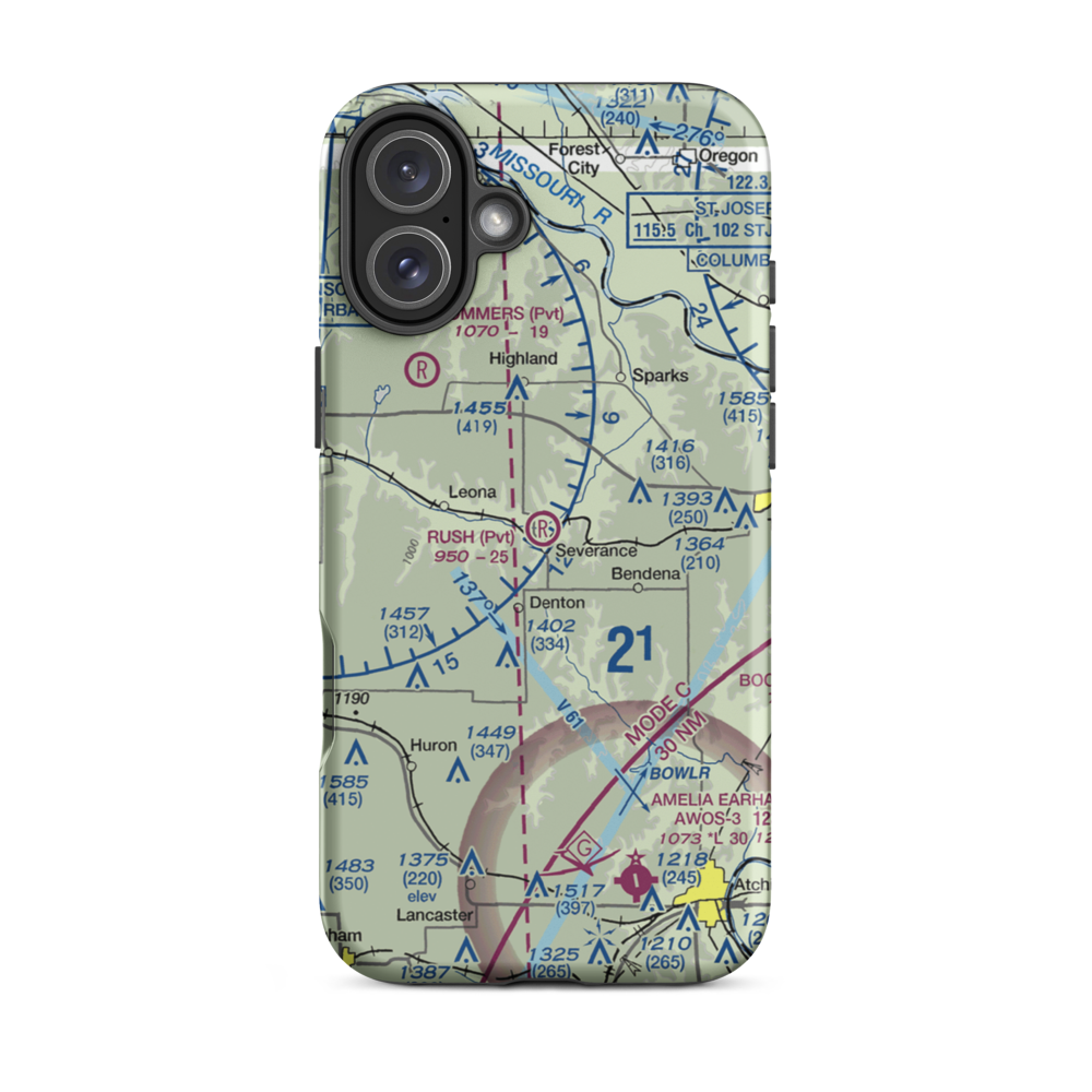 Rush Airport (2KS1) VFR Sectional  Tough iPhone Case iPhone 16 Plus model shown