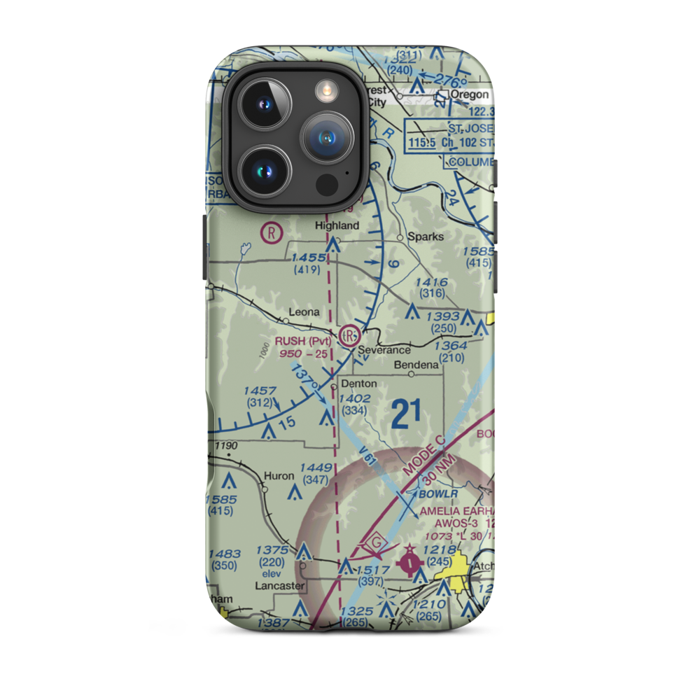 Rush Airport (2KS1) VFR Sectional  Tough iPhone Case iPhone 16 Pro Max model shown