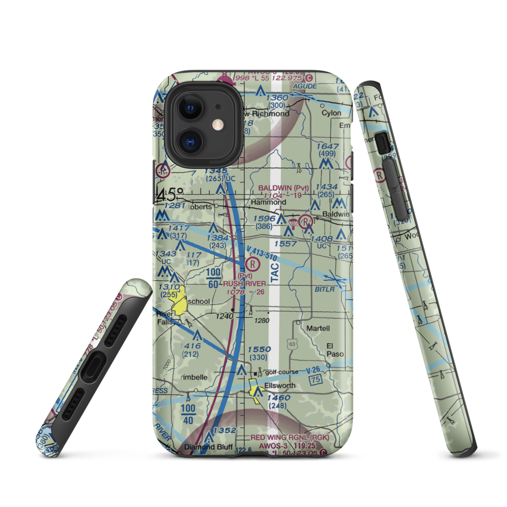 Rush River Airport (WI29) VFR Sectional  Tough iPhone Case iPhone 11 model shown