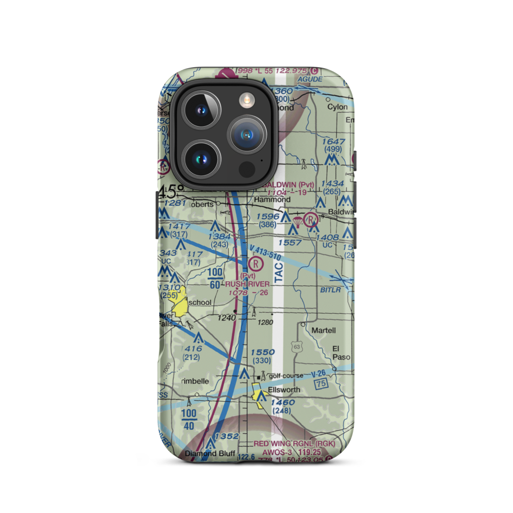 Rush River Airport (WI29) VFR Sectional  Tough iPhone Case iPhone 16 Pro model shown