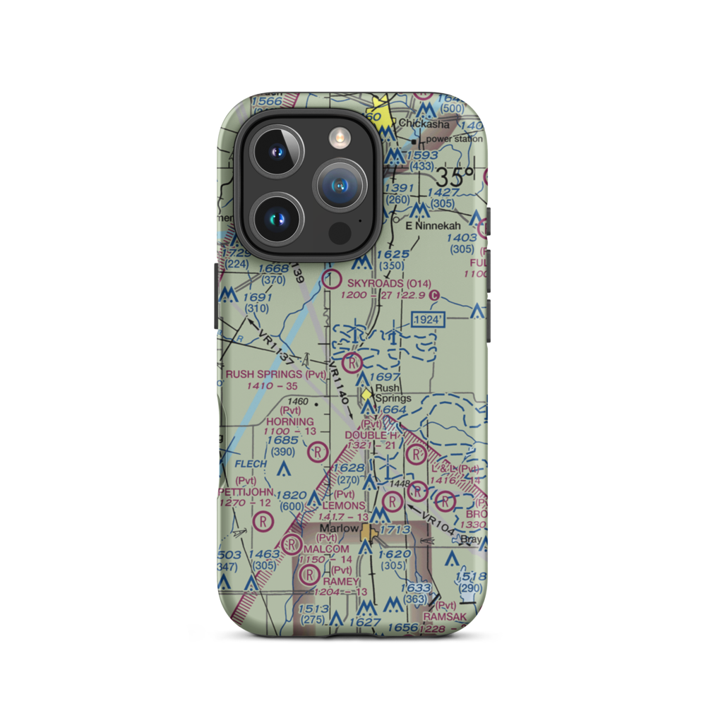 Rush Springs Airstrip (4OK2) VFR Sectional  Tough iPhone Case iPhone 16 Pro model shown