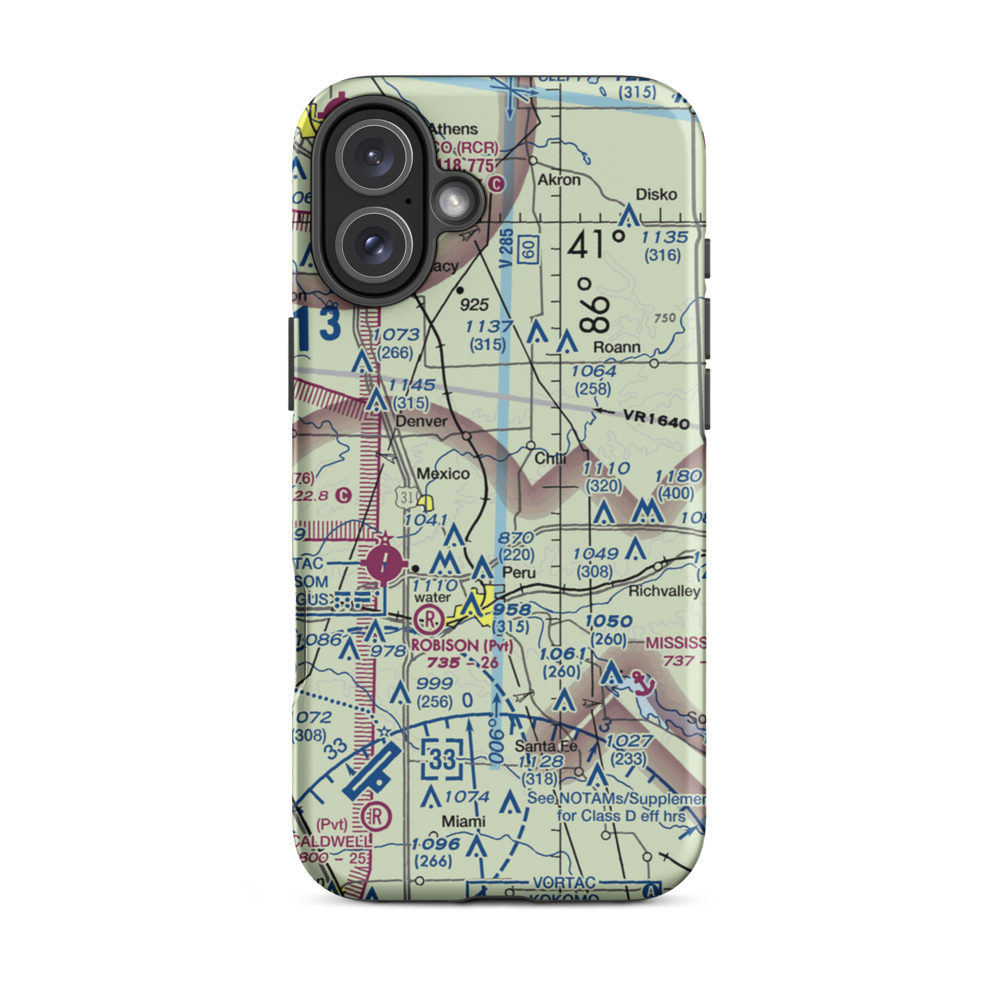Rush Strip (IN34) VFR Sectional  Tough iPhone Case iPhone 16 Plus model shown