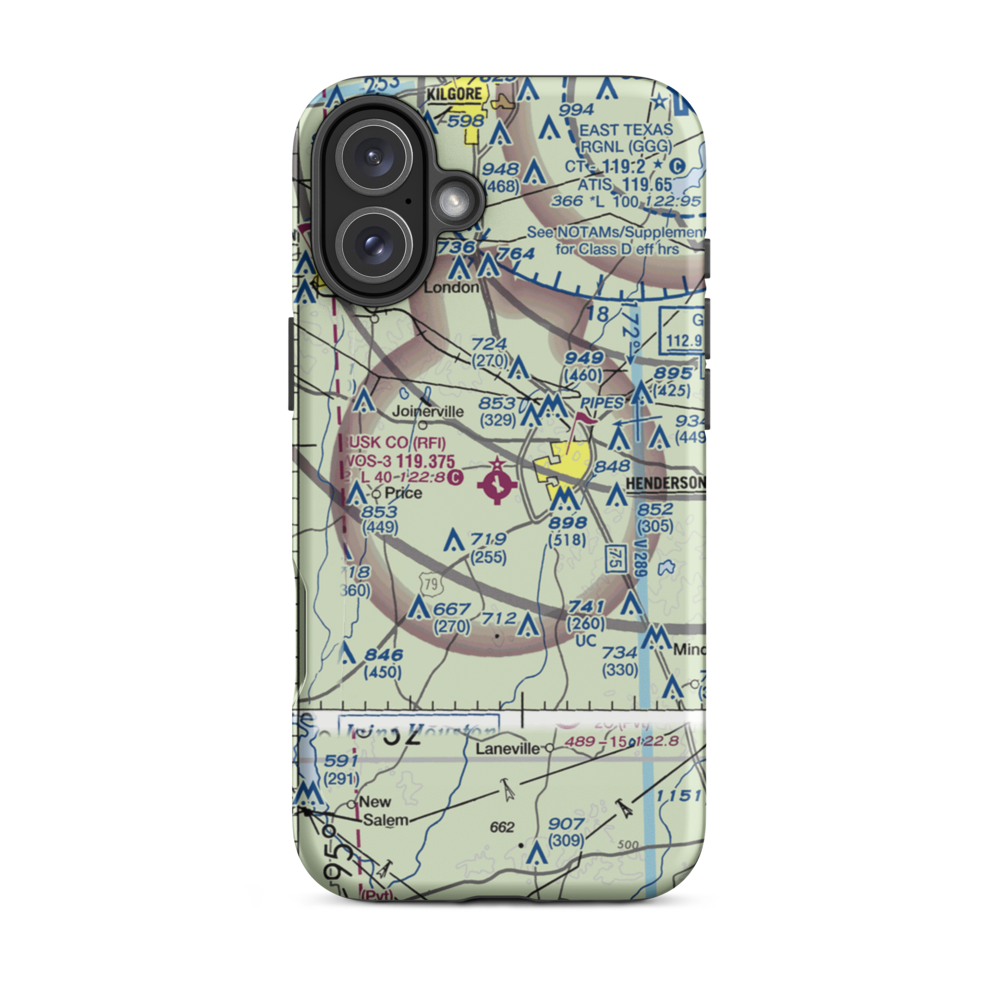 Rusk County Airport (RFI) VFR Sectional  Tough iPhone Case iPhone 16 Plus model shown