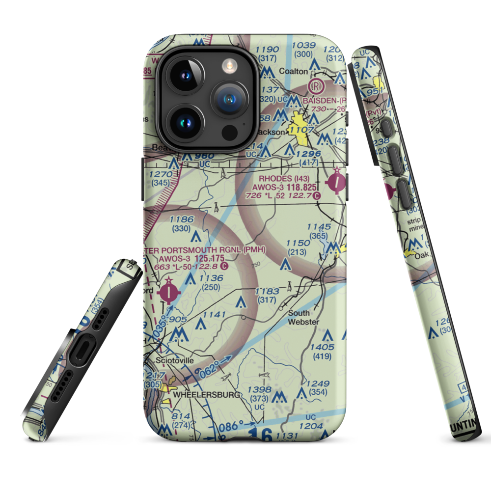 Russ Airport (OI82) VFR Sectional  Tough iPhone Case iPhone 15 Pro Max model shown