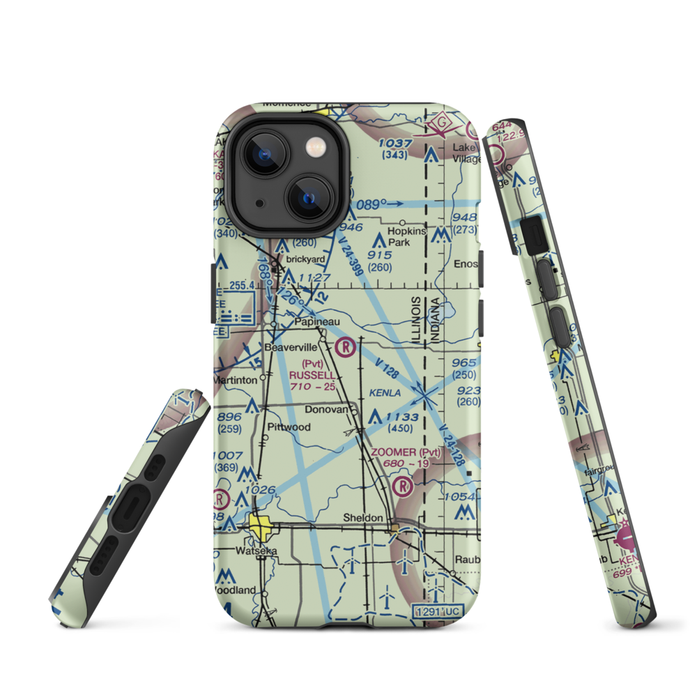 Russell Airport (IS52) VFR Sectional  Tough iPhone Case iPhone 14 model shown