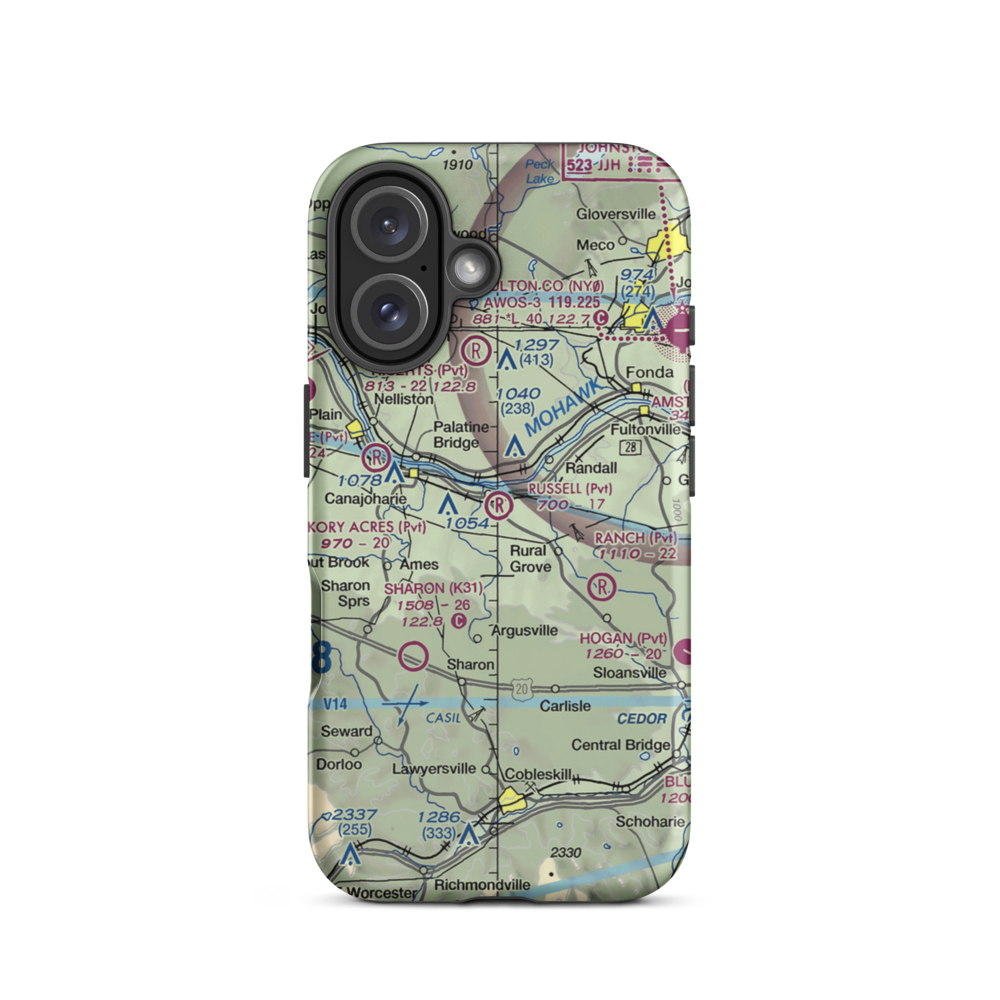 Russell Airport (NY51) VFR Sectional  Tough iPhone Case iPhone 16 model shown