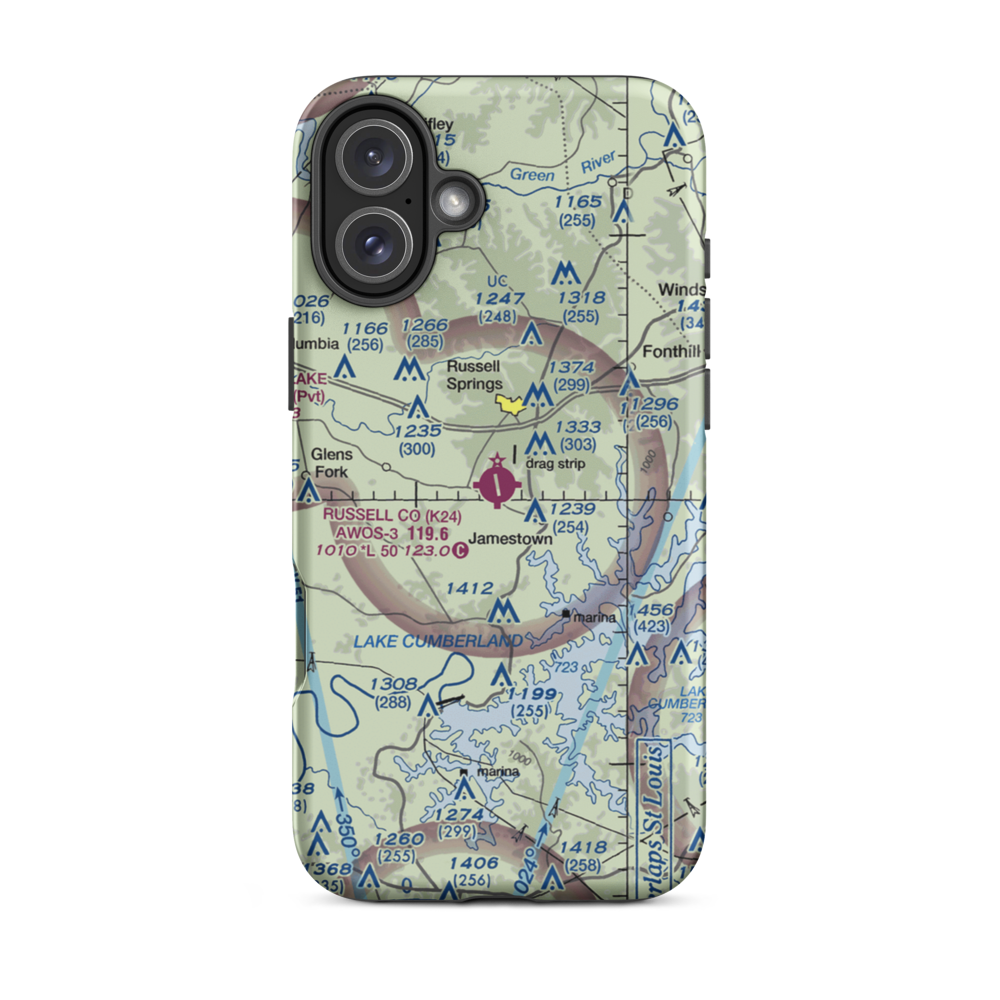 Russell County Airport (K24) VFR Sectional  Tough iPhone Case iPhone 16 Plus model shown