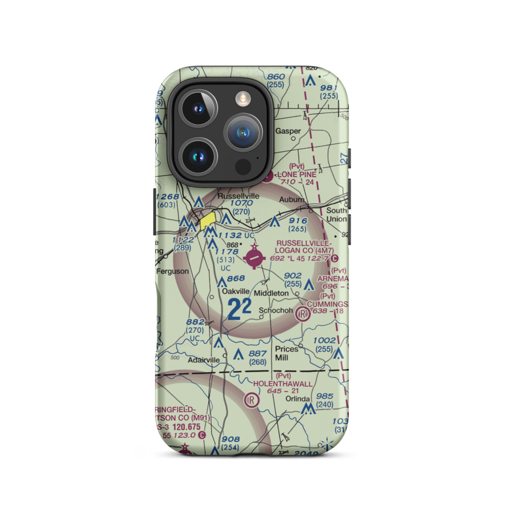 Russellville Logan County Airport (4M7) VFR Sectional  Tough iPhone Case iPhone 16 Pro model shown