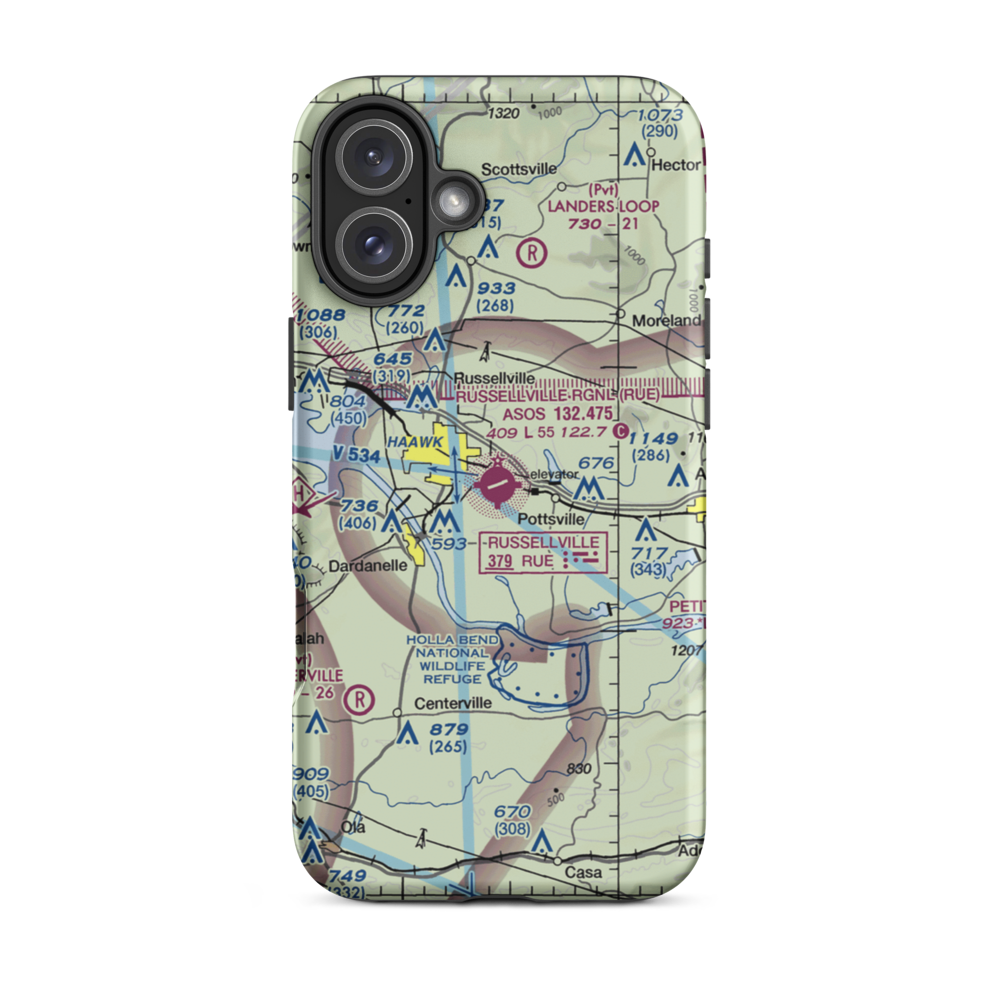 Russellville Regional Airport (RUE) VFR Sectional  Tough iPhone Case iPhone 16 Plus model shown