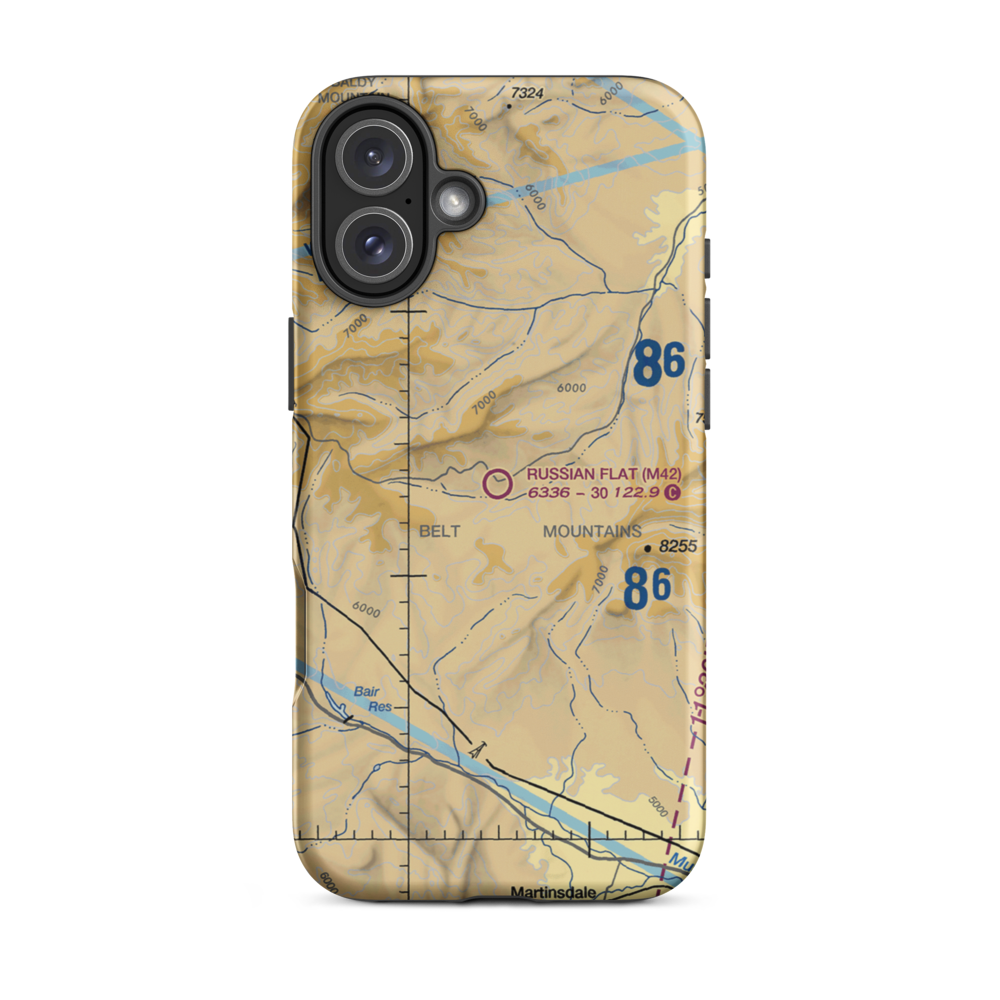 Russian Flat Airport (M42) VFR Sectional  Tough iPhone Case iPhone 16 Plus model shown