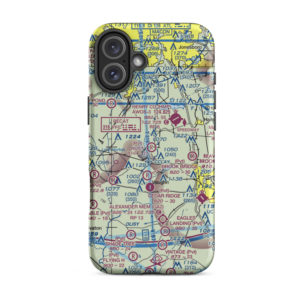 Rust Airstrip (GA82) VFR Sectional  Tough iPhone Case iPhone 16 Plus model shown