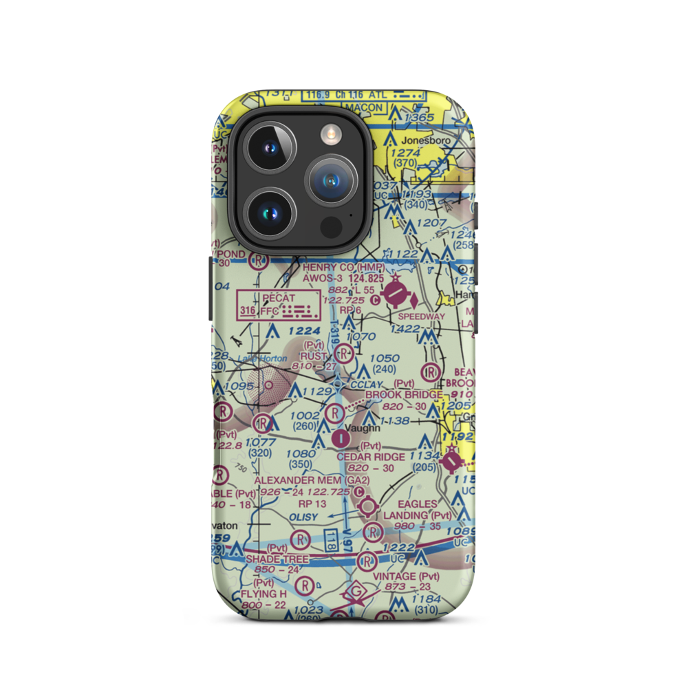 Rust Airstrip (GA82) VFR Sectional  Tough iPhone Case iPhone 16 Pro model shown