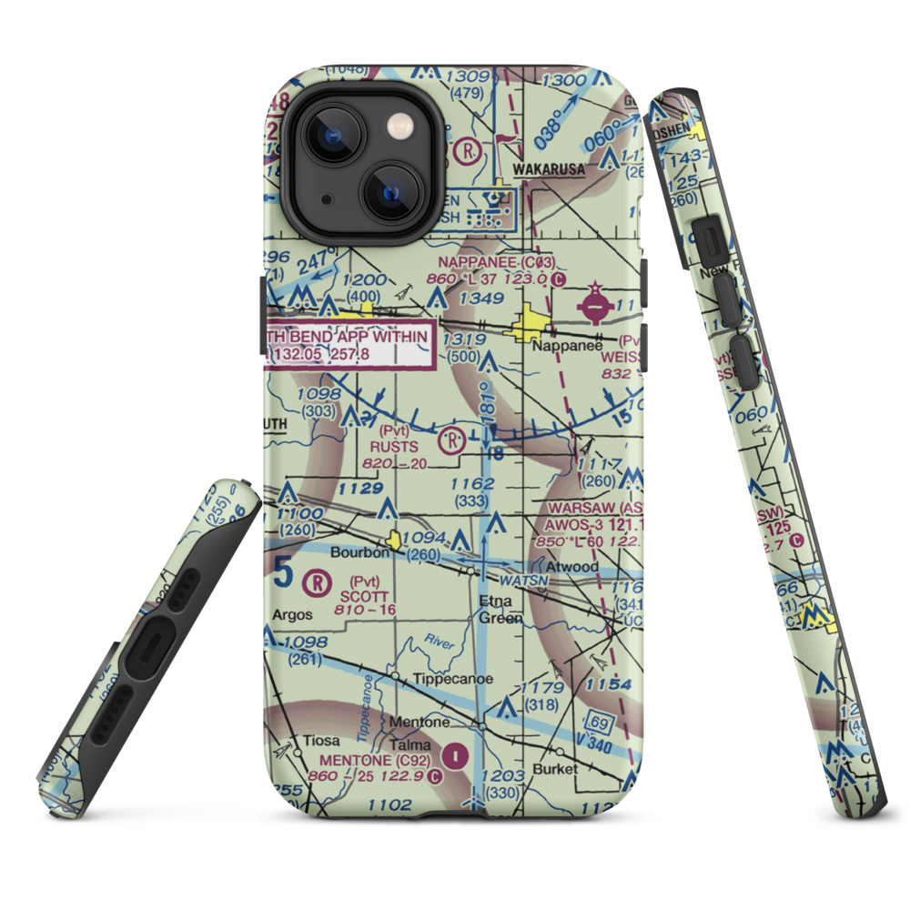 Rust's Landing Airport (II95) VFR Sectional  Tough iPhone Case iPhone 14 Plus model shown