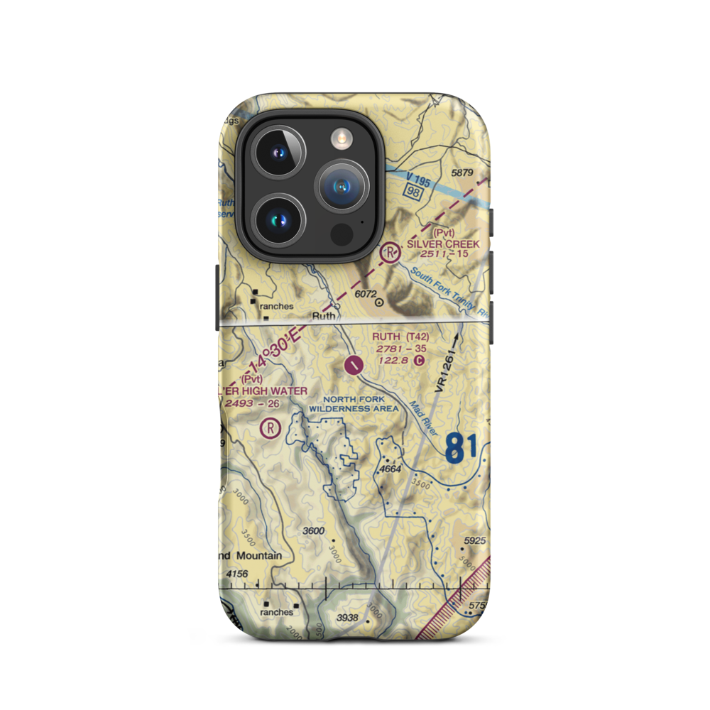 Ruth Airport (T42) VFR Sectional  Tough iPhone Case iPhone 16 Pro model shown
