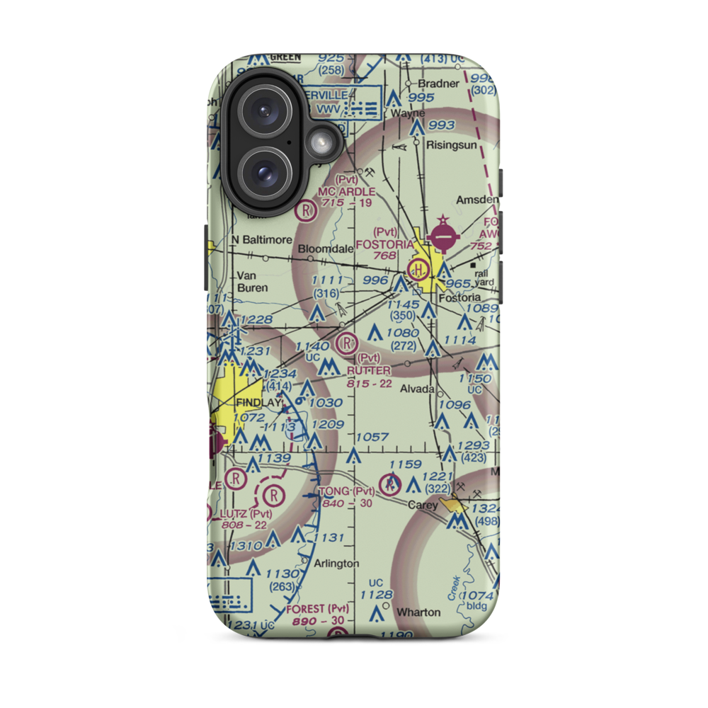 Rutter Airport (OA04) VFR Sectional  Tough iPhone Case iPhone 16 Plus model shown