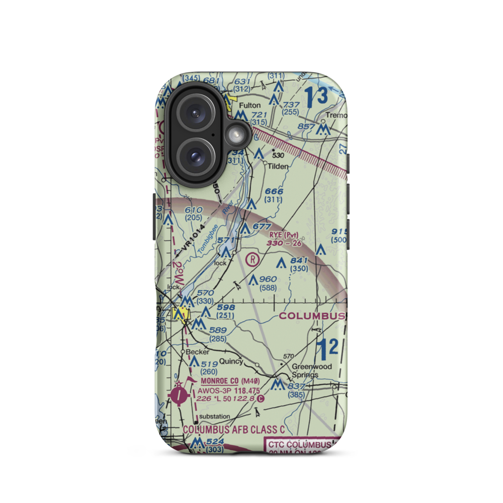 Rye Field (MS63) VFR Sectional  Tough iPhone Case iPhone 16 model shown