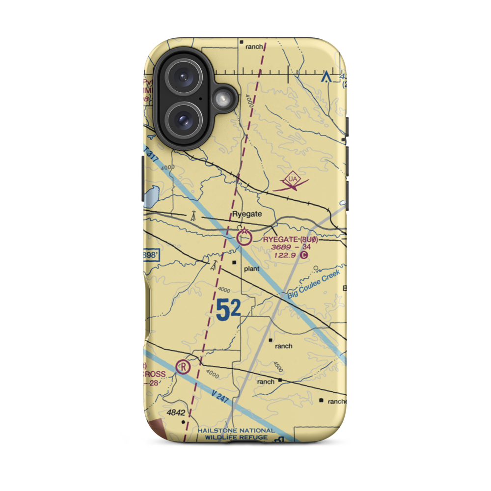 Ryegate Airport (8U0) VFR Sectional  Tough iPhone Case iPhone 16 Plus model shown