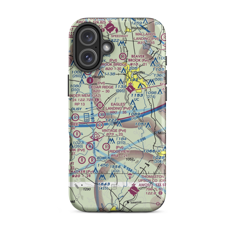 S & S Landing Strip (8GA6) VFR Sectional  Tough iPhone Case iPhone 16 Plus model shown