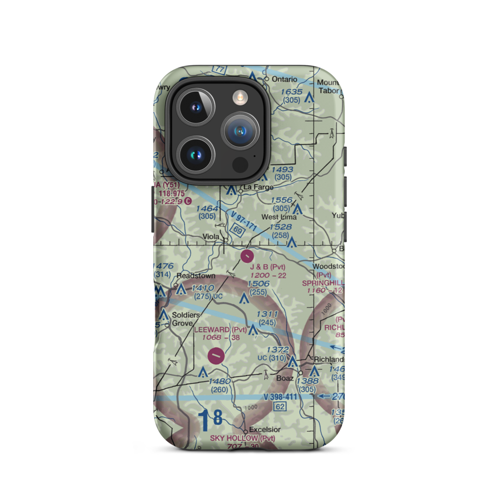 S & S Ranch Airport (39WI) VFR Sectional  Tough iPhone Case iPhone 16 Pro model shown