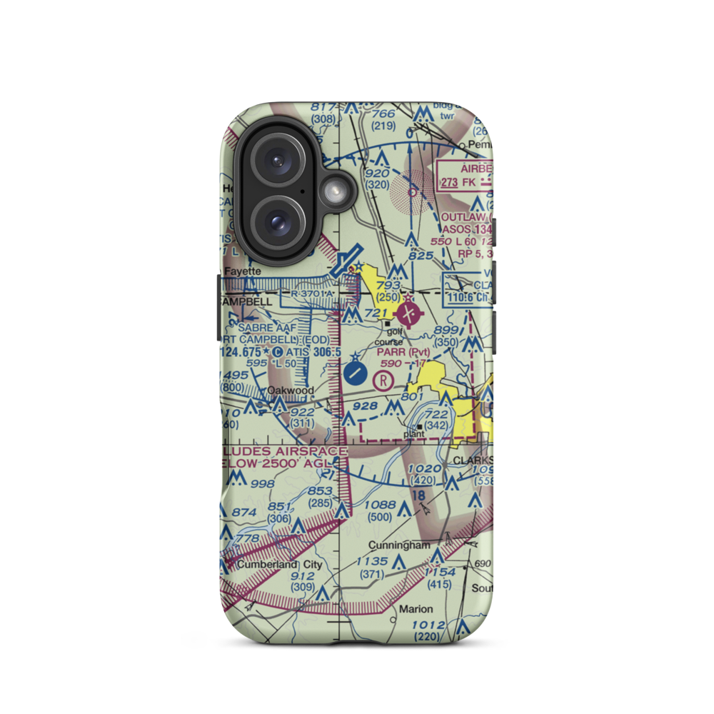 Sabre Army (Fort Campbell) Heliport (EOD) VFR Sectional  Tough iPhone Case iPhone 16 model shown