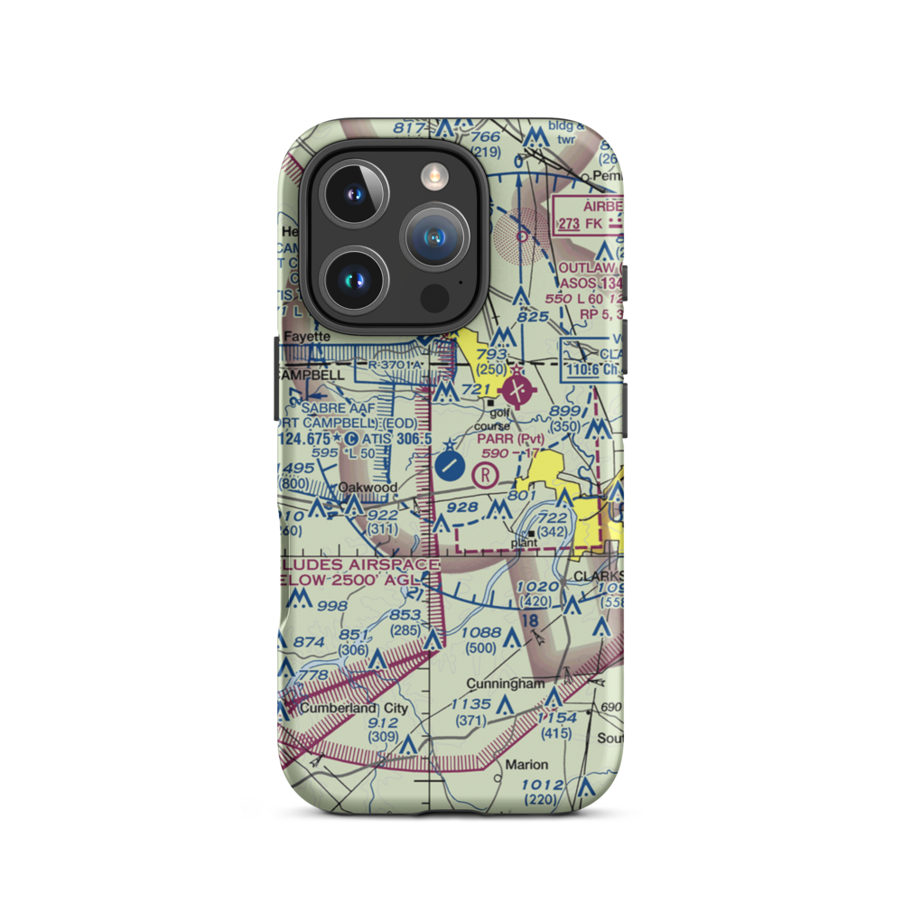Sabre Army (Fort Campbell) Heliport (EOD) VFR Sectional  Tough iPhone Case iPhone 16 Pro model shown