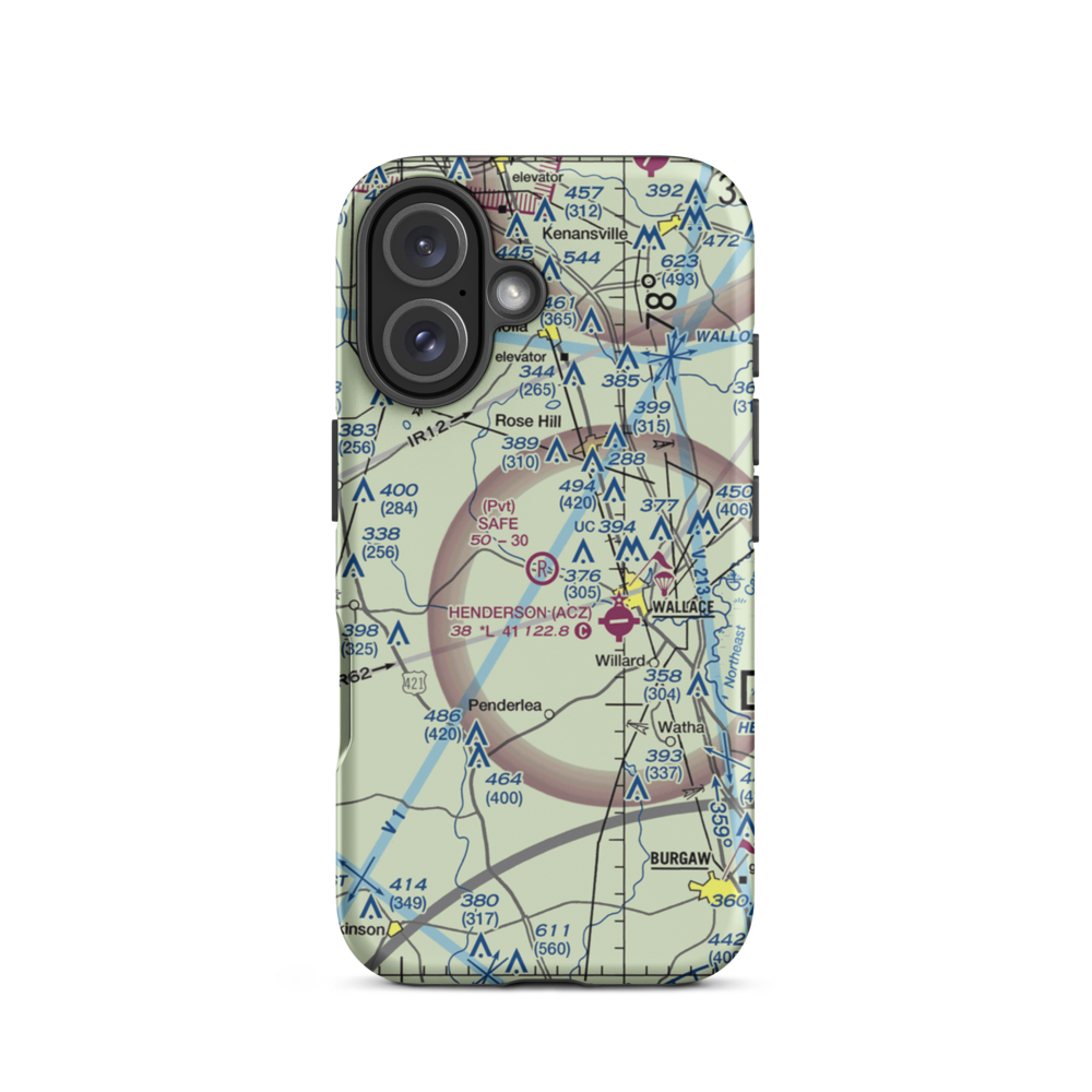 Safe Field (NC48) VFR Sectional  Tough iPhone Case iPhone 16 model shown