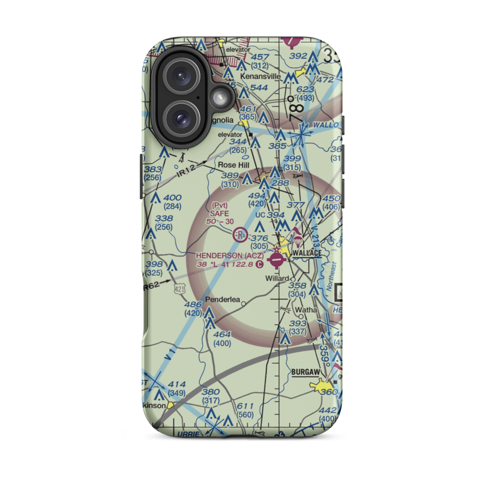 Safe Field (NC48) VFR Sectional  Tough iPhone Case iPhone 16 Plus model shown