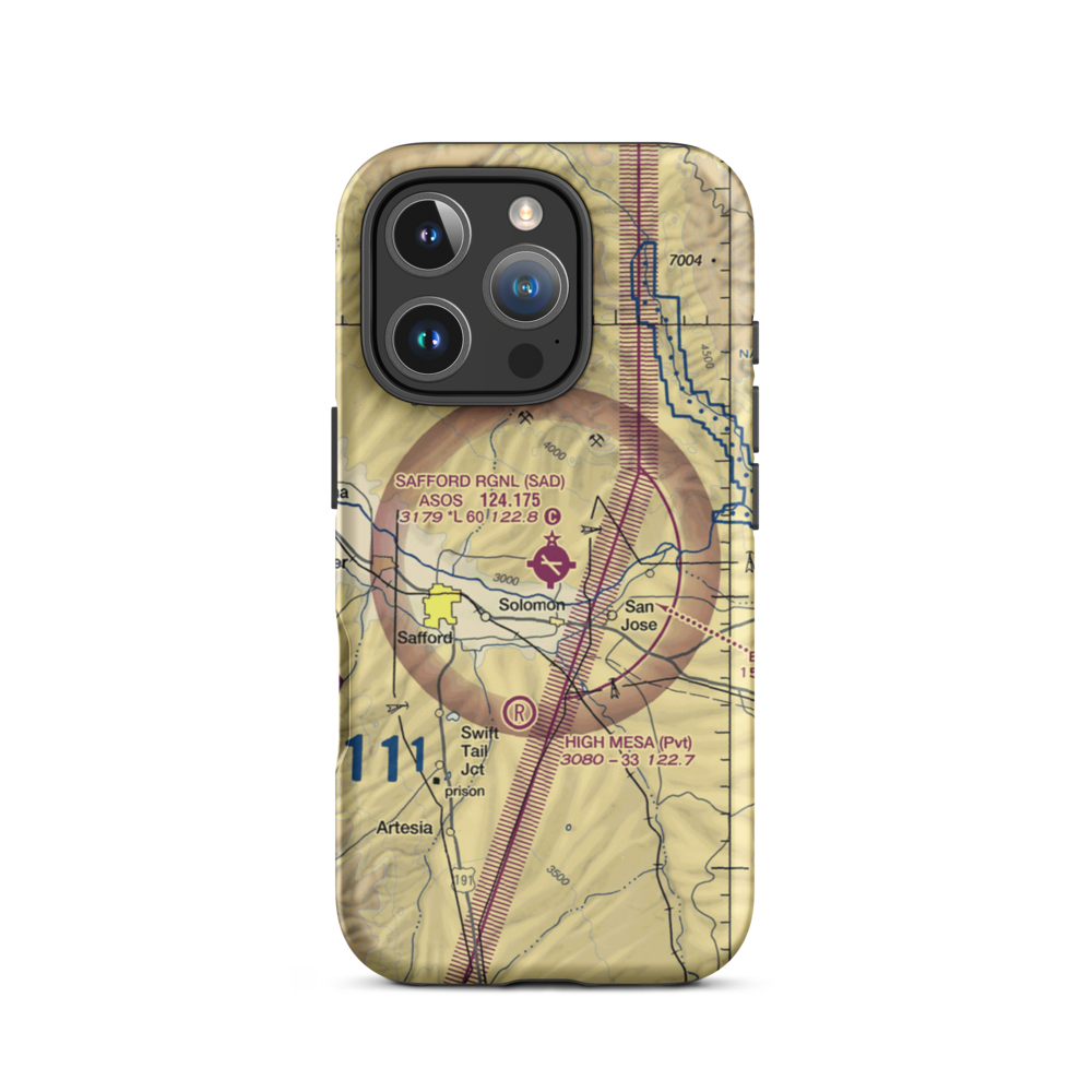 Safford Regional Airport (SAD) VFR Sectional  Tough iPhone Case iPhone 16 Pro model shown