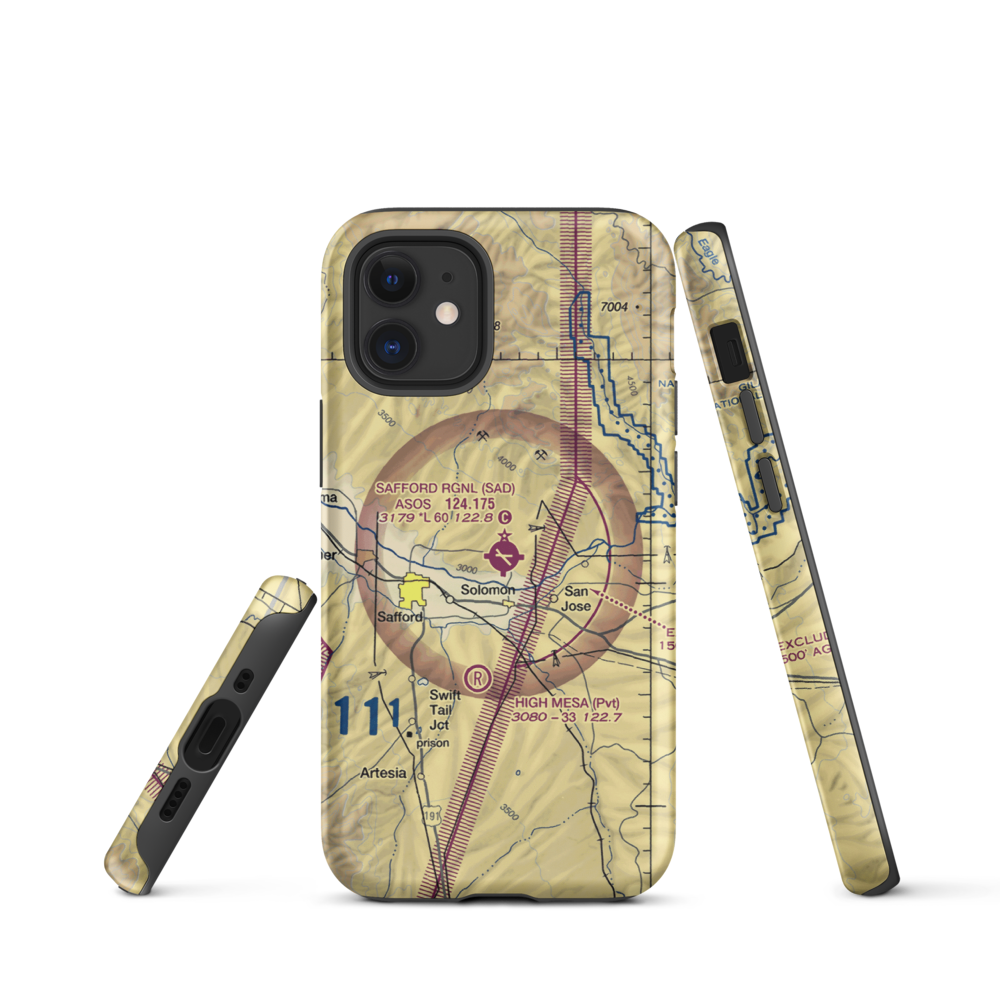 Safford Regional Airport (SAD) VFR Sectional  Tough iPhone Case iPhone 12 mini model shown