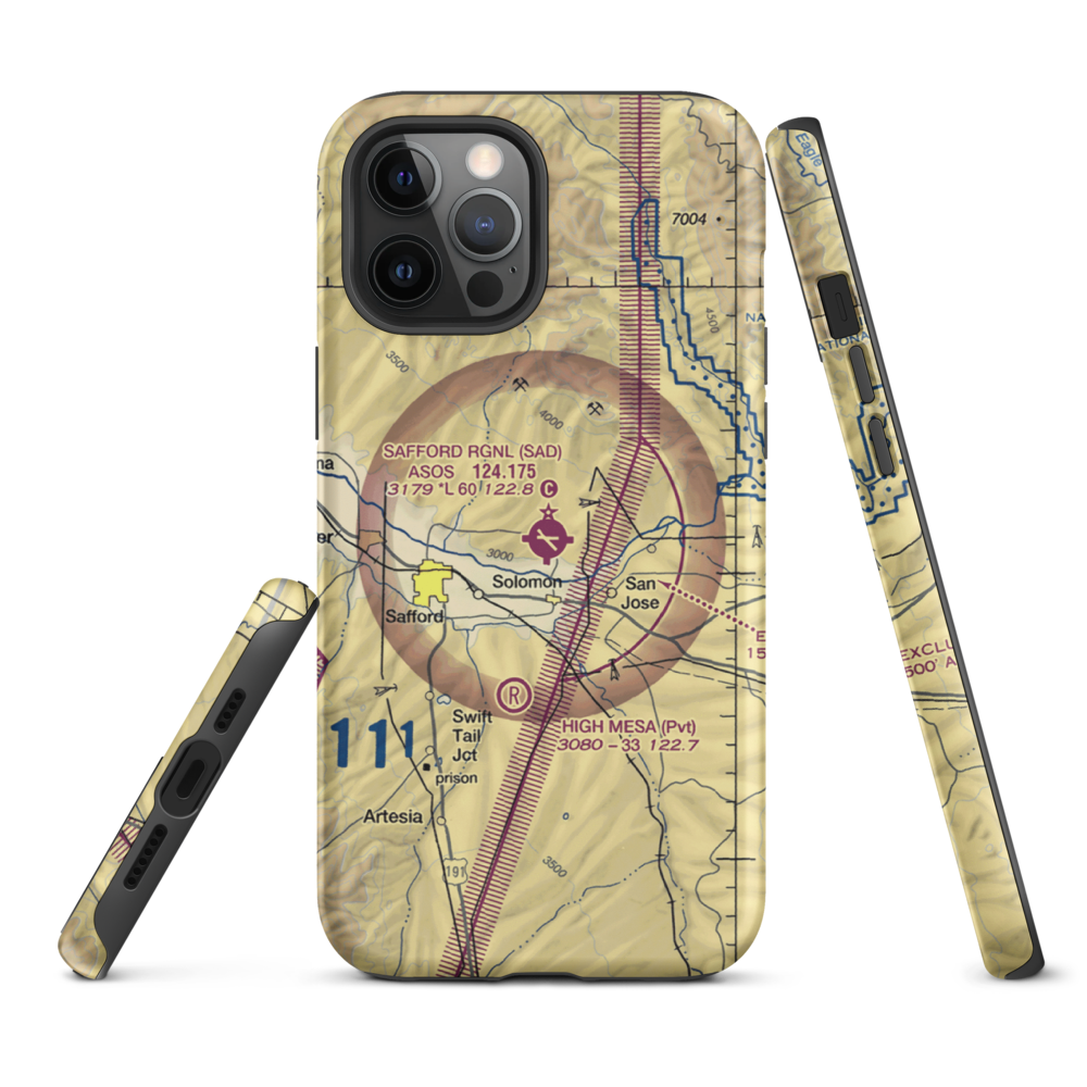 Safford Regional Airport (SAD) VFR Sectional  Tough iPhone Case iPhone 12 Pro Max model shown