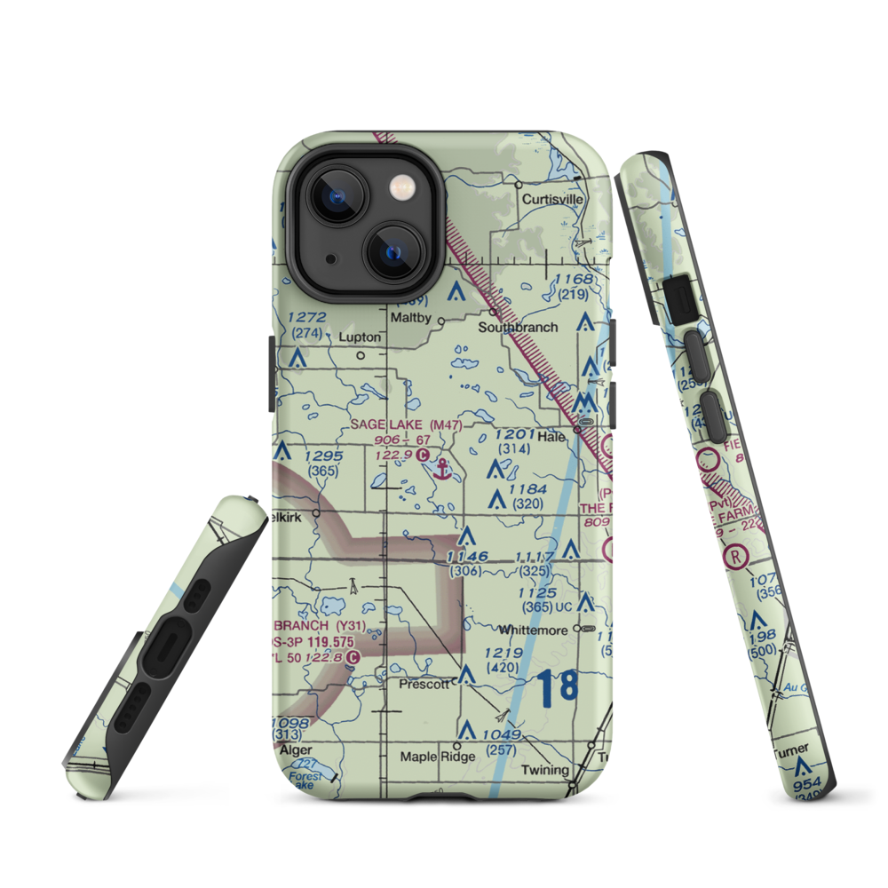 Sage Lake Seaplane Base (M47) VFR Sectional  Tough iPhone Case iPhone 14 model shown