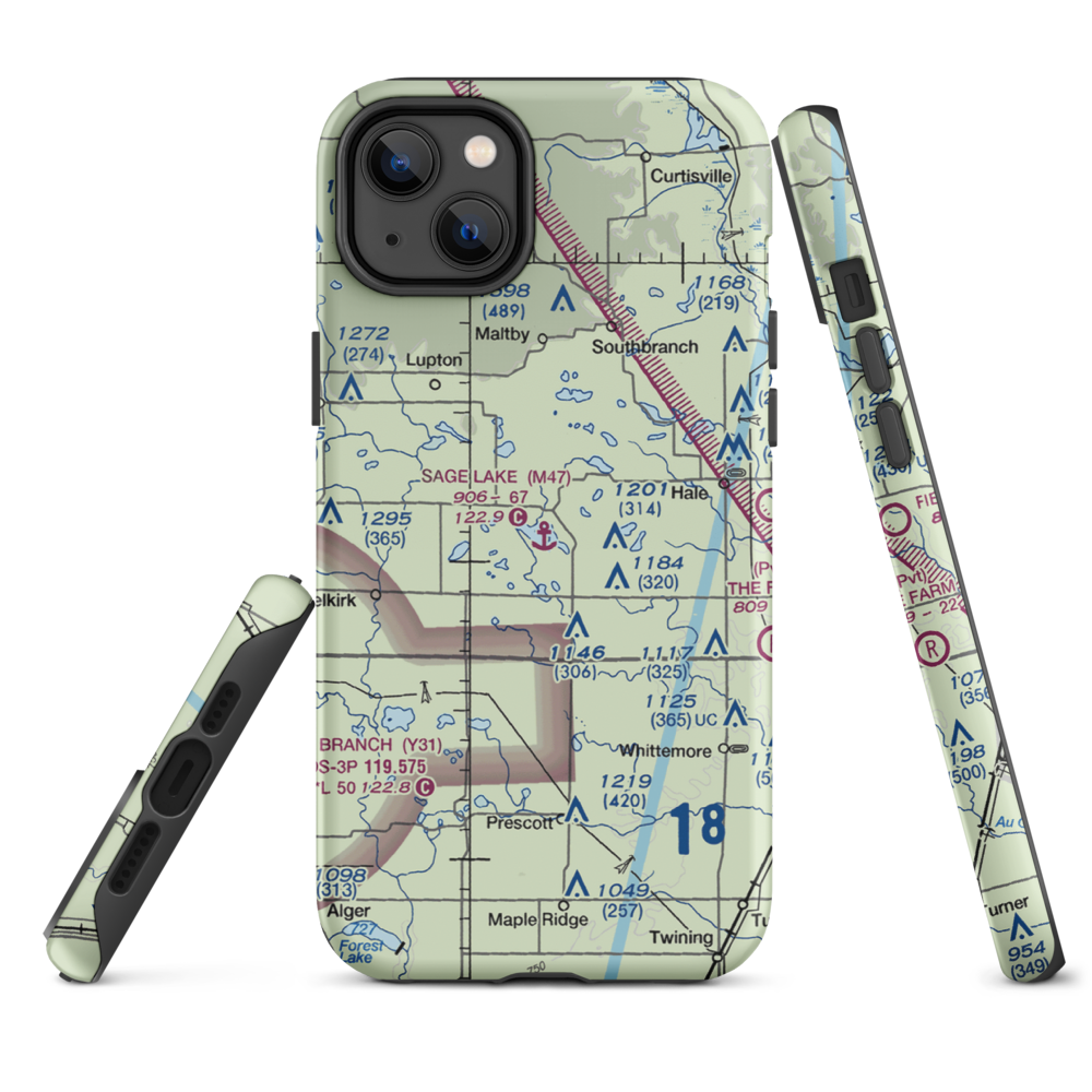 Sage Lake Seaplane Base (M47) VFR Sectional  Tough iPhone Case iPhone 14 Plus model shown