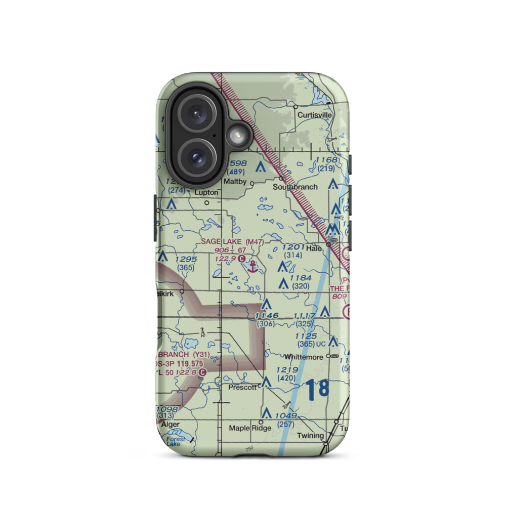 Sage Lake Seaplane Base (M47) VFR Sectional  Tough iPhone Case iPhone 16 model shown