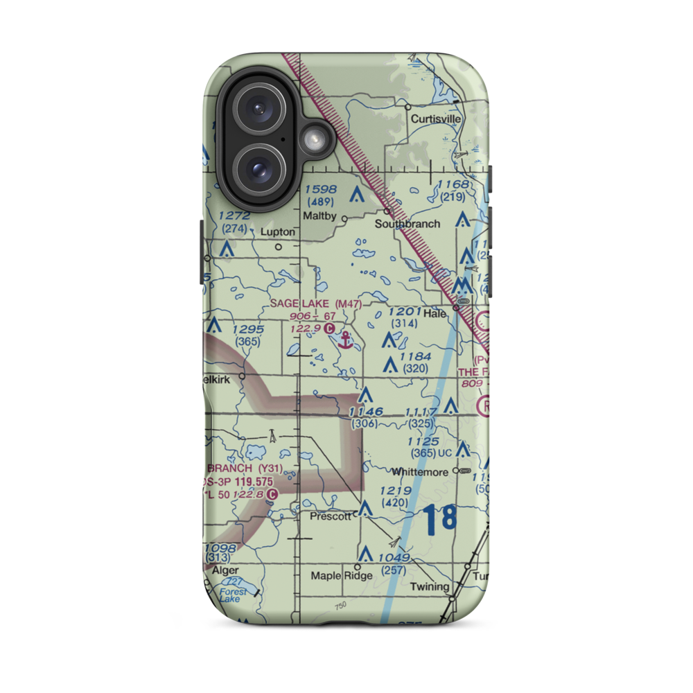 Sage Lake Seaplane Base (M47) VFR Sectional  Tough iPhone Case iPhone 16 Plus model shown