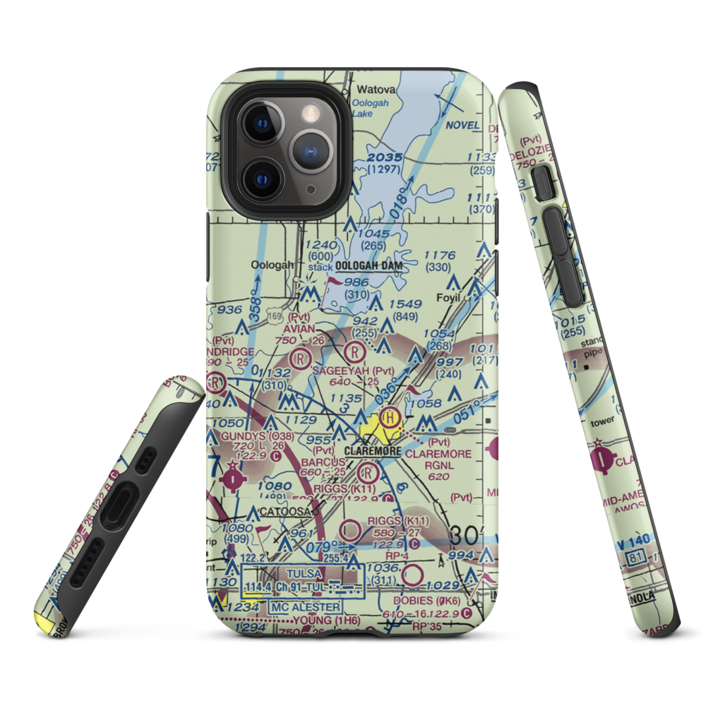 Sageeyah Airfield (OK20) VFR Sectional  Tough iPhone Case iPhone 11 Pro model shown
