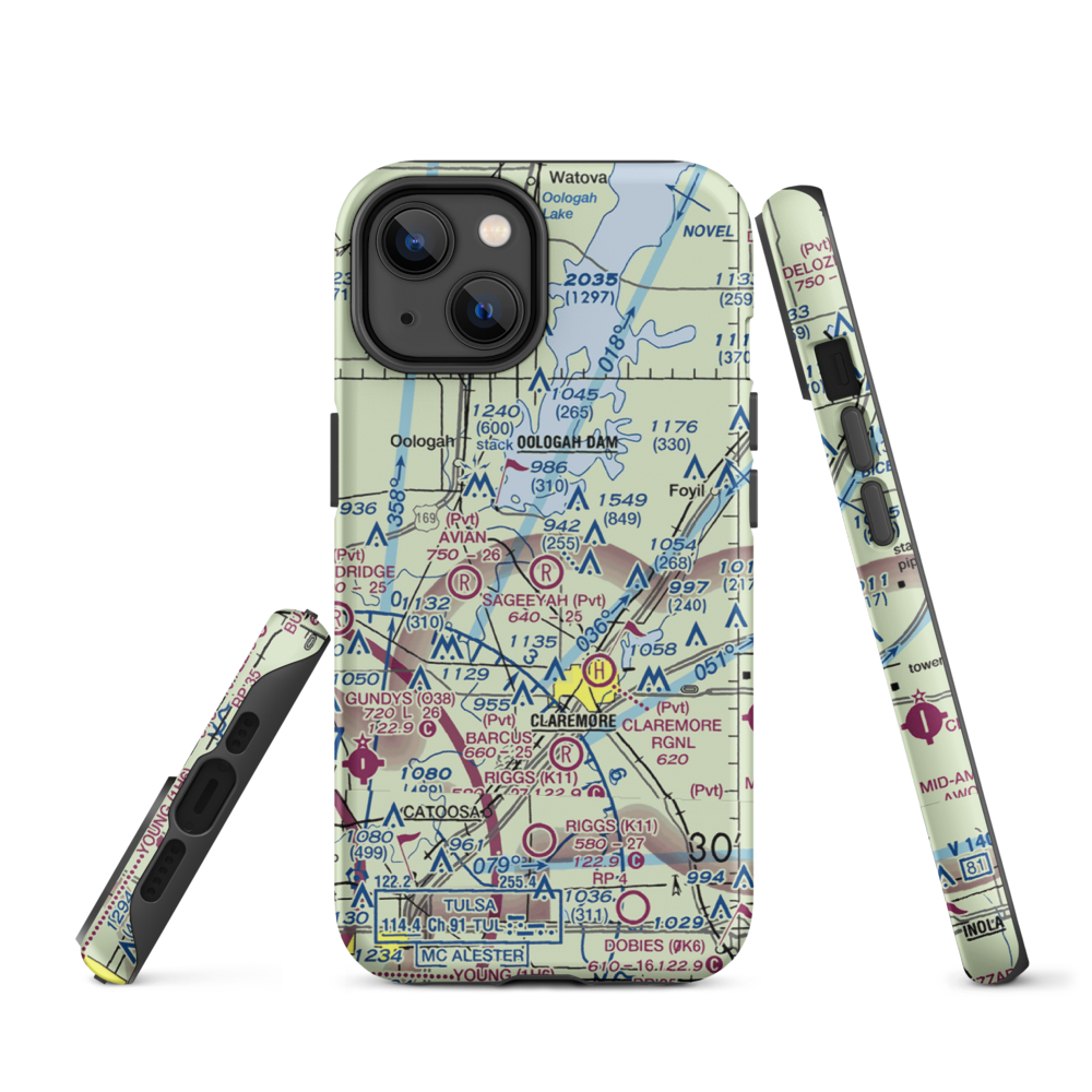 Sageeyah Airfield (OK20) VFR Sectional  Tough iPhone Case iPhone 14 model shown