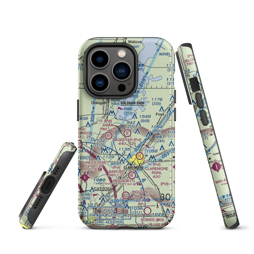 Sageeyah Airfield (OK20) VFR Sectional  Tough iPhone Case iPhone 14 Pro model shown