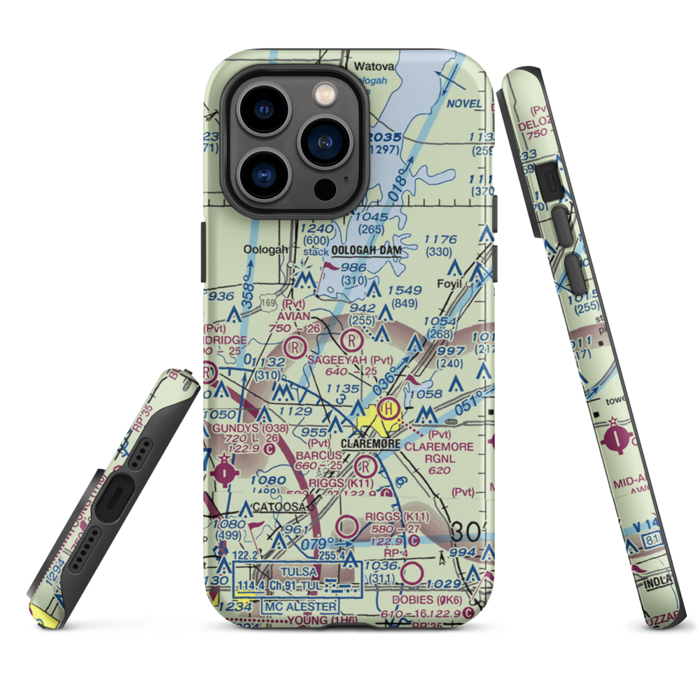 Sageeyah Airfield (OK20) VFR Sectional  Tough iPhone Case iPhone 14 Pro Max model shown