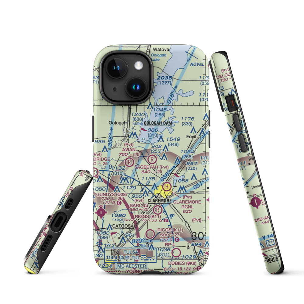 Sageeyah Airfield (OK20) VFR Sectional  Tough iPhone Case iPhone 15 model shown