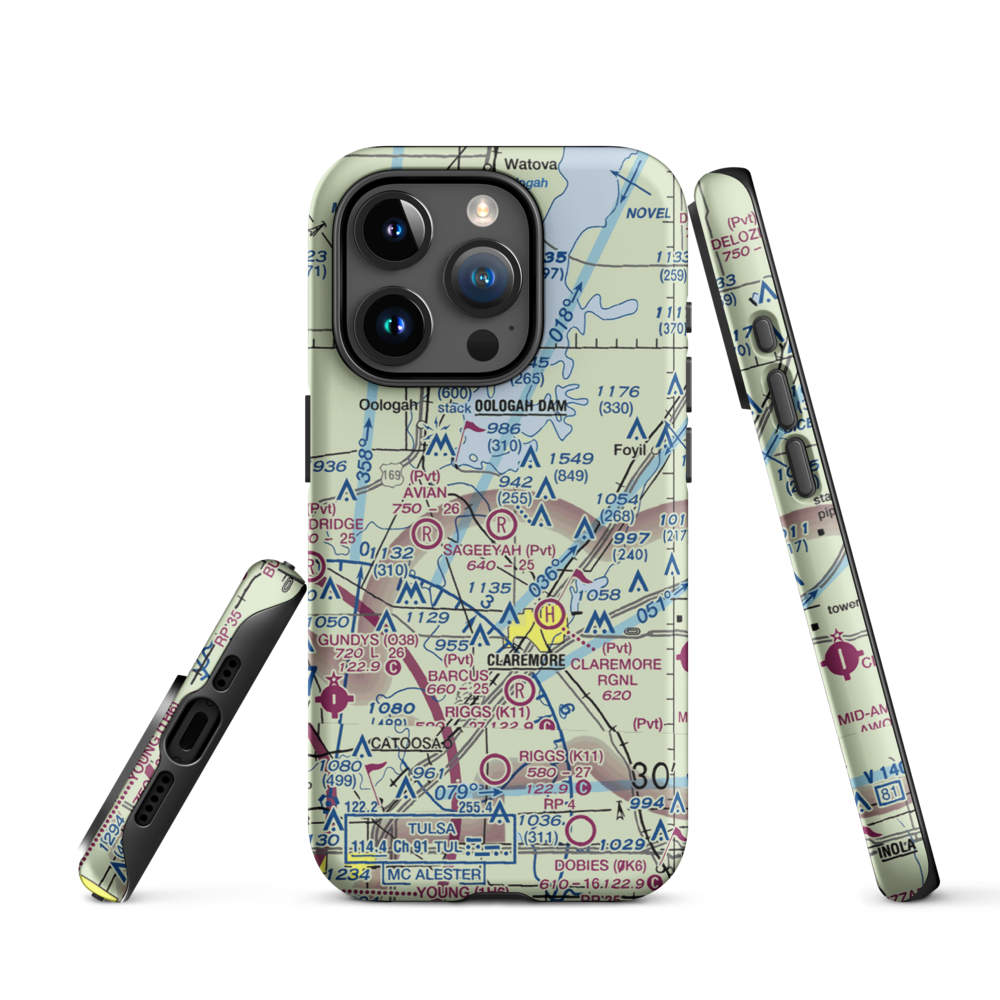 Sageeyah Airfield (OK20) VFR Sectional  Tough iPhone Case iPhone 15 Pro model shown