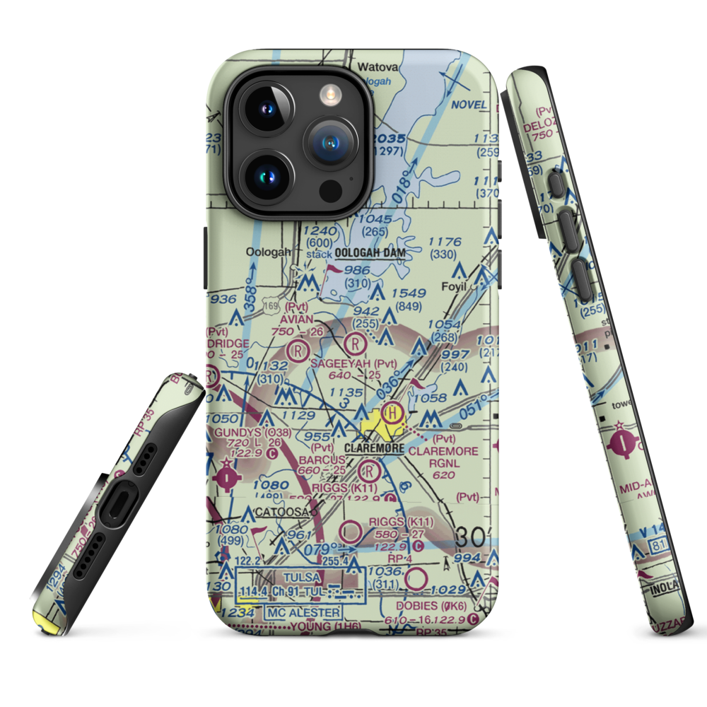 Sageeyah Airfield (OK20) VFR Sectional  Tough iPhone Case iPhone 15 Pro Max model shown