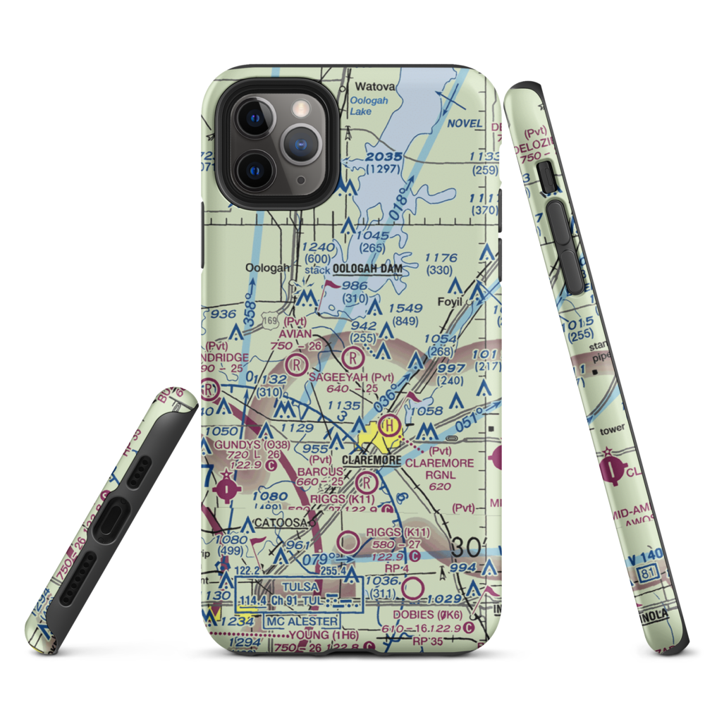 Sageeyah Airfield (OK20) VFR Sectional  Tough iPhone Case iPhone 11 Pro Max model shown