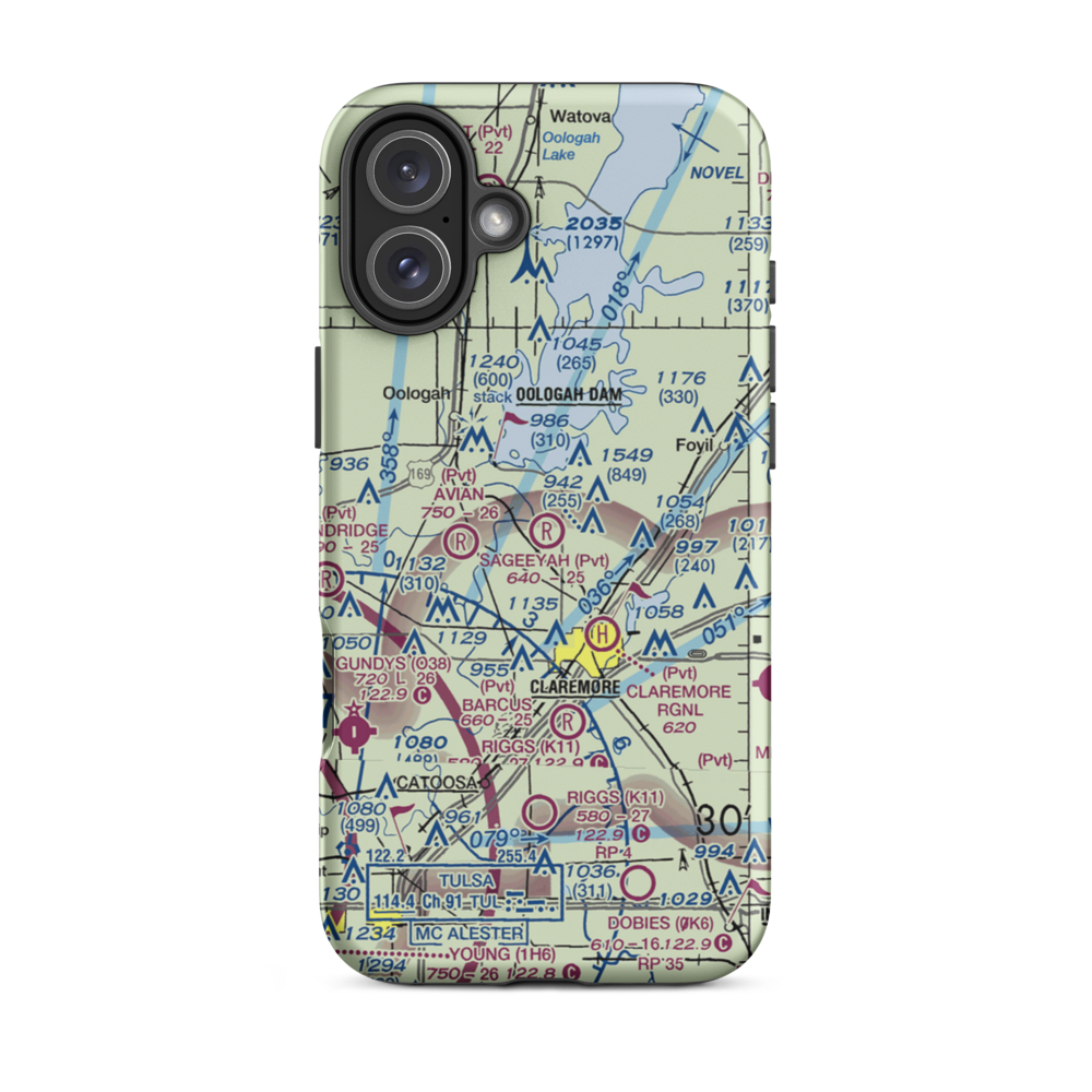 Sageeyah Airfield (OK20) VFR Sectional  Tough iPhone Case iPhone 16 Plus model shown