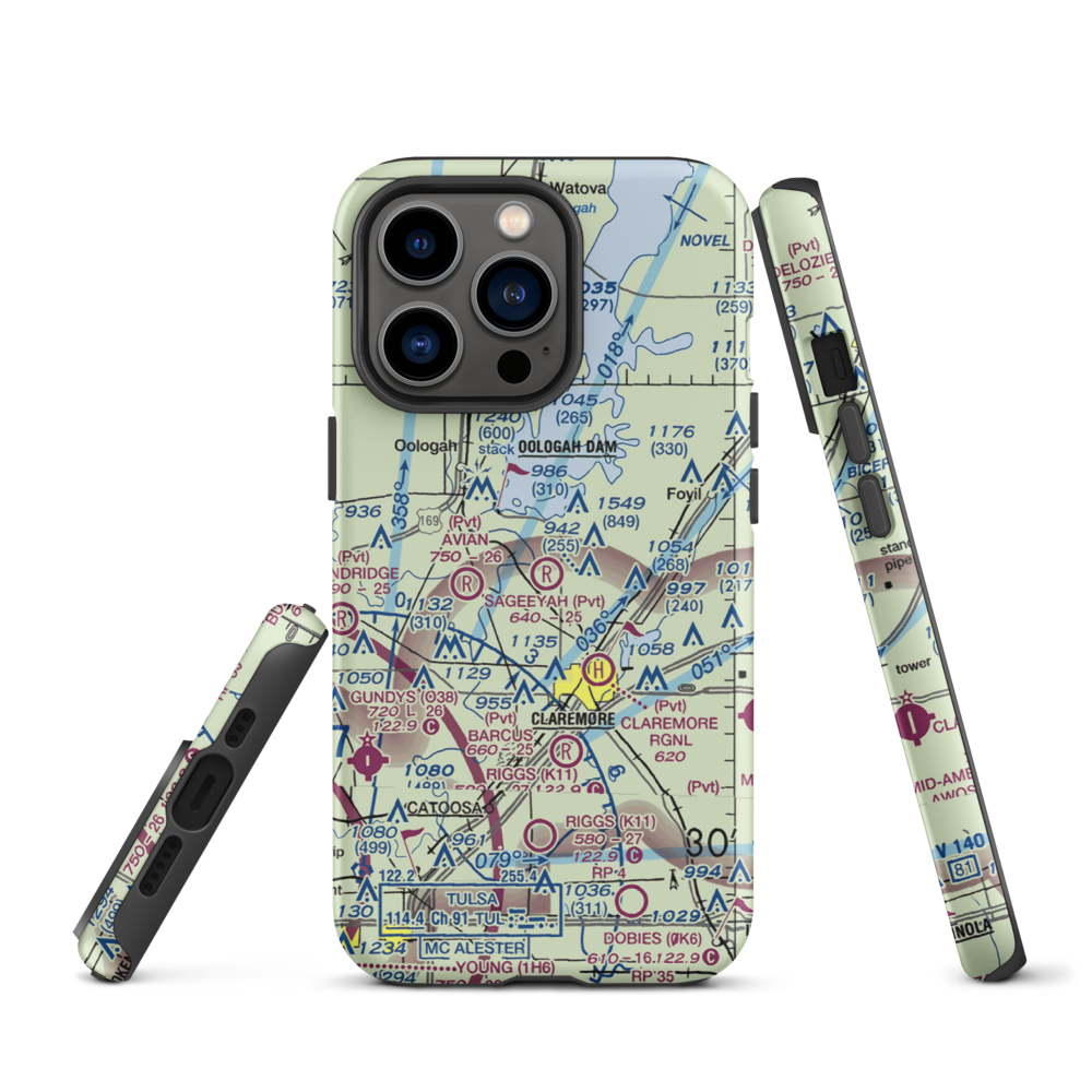 Sageeyah Airfield (OK20) VFR Sectional  Tough iPhone Case iPhone 13 Pro model shown